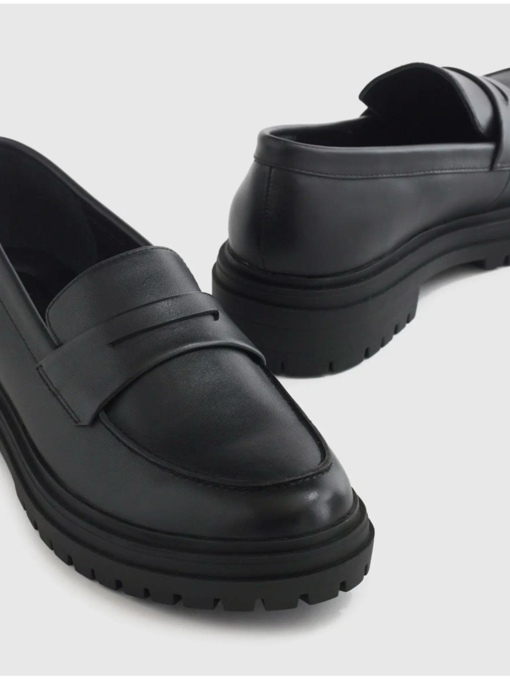 Quince black Italian leather lug sole loafers
